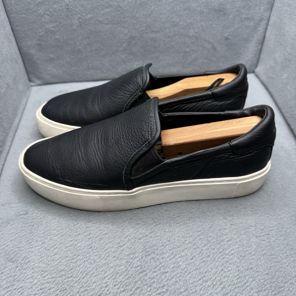 UGG Jass Men's Size 10 Black Leather Slip-On Sneakers Casual Shoes